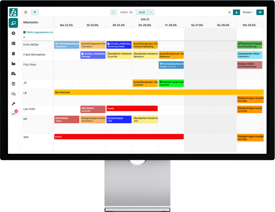Mitarbeitertafel für die Mitarbeiterplanung